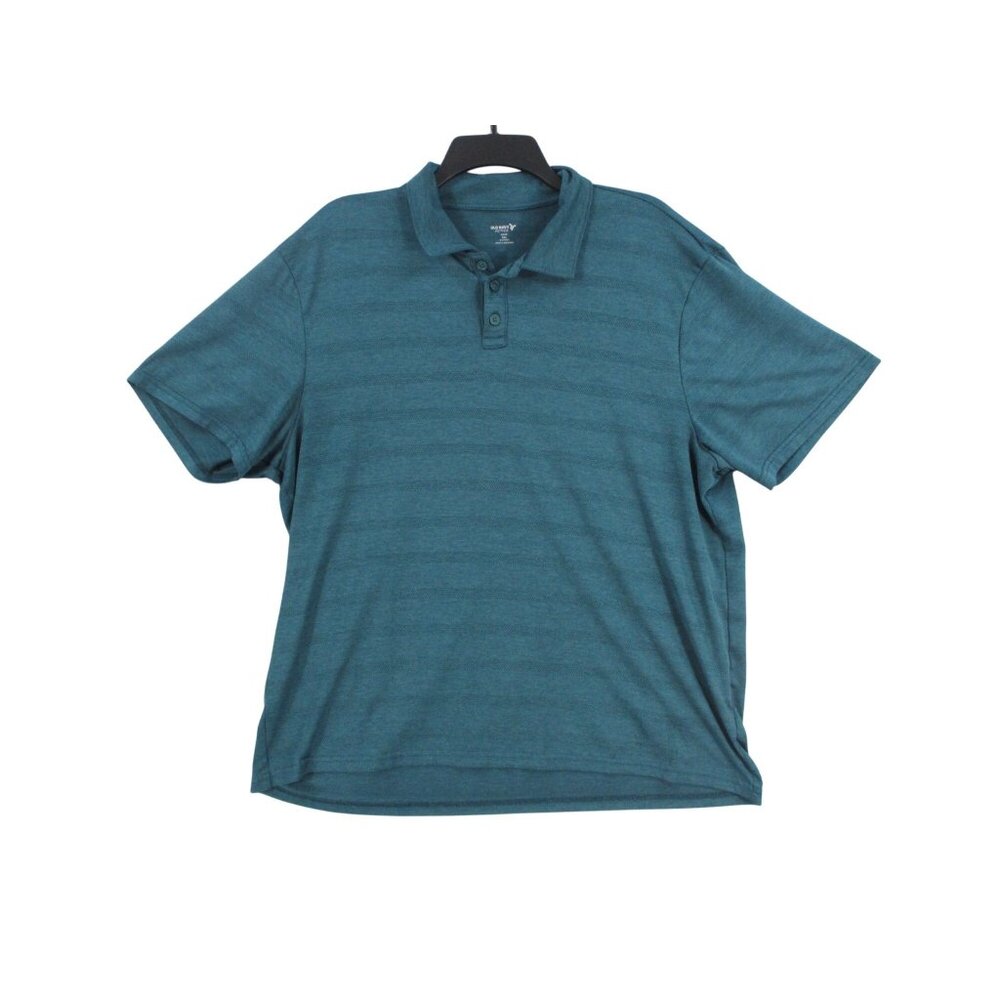 Old Navy Mens XXL Active‎ Polo Shirt Teal Striped Short Sleeve Polyester